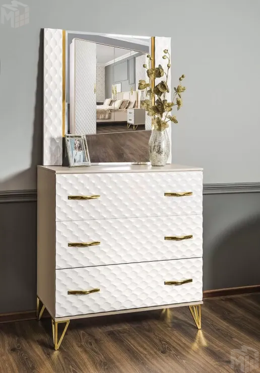 Комод Lara 3 ящика белый глянец