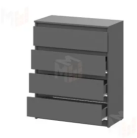 Комод 4 ящика Денвер Графит серый