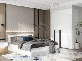 Шкаф Норд 4-х створчатый (белый/белый глянец)