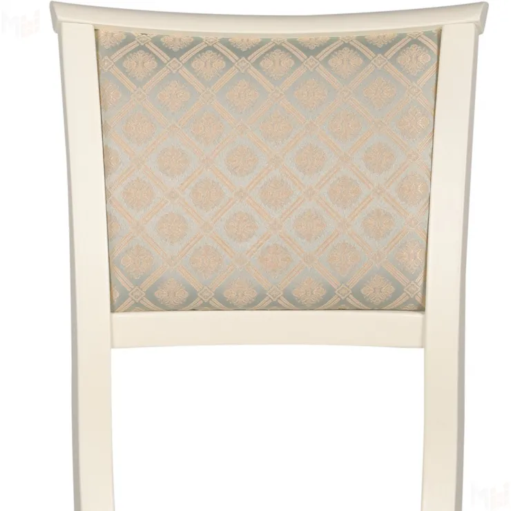 Стул деревянный с мягким сиденьем Камир Слоновая кость/Бирюзовый жаккард
