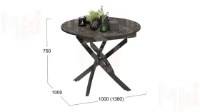 Стол обеденный Diamond Тип 3 - КМ+02.68.000.168 Черный муар, Ателье темный глянец