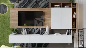 Гостиная Порто №6 - ГН-393.006 Яблоня Беллуно, Белый софт