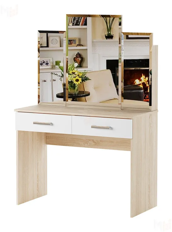 Столик туалетный  Беатрис Дуб Сонома-Белый глянец