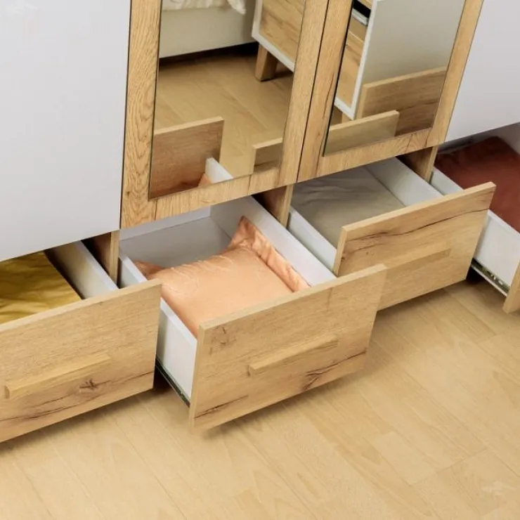 Шкаф для одежды и белья Айрис 555  Белый/Дуб золотистый