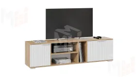 Тумба под ТВ Хилтон - 413.11 Дуб Крафт золотой, Белый матовый