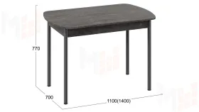 Стол обеденный Крит Черный, Железный камень