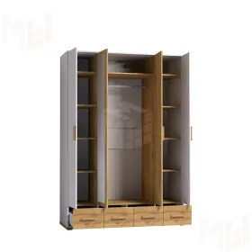 Шкаф для одежды и белья Айрис 555  Белый/Дуб золотистый
