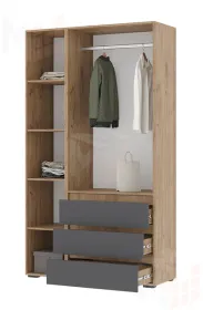 Шкаф 3х створчатый Хелен ШК 06  дуб крафт золото - серый графит