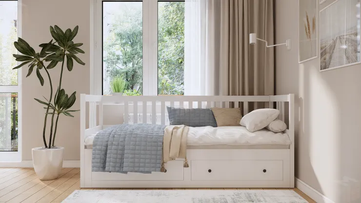 Кровать-кушетка из массива КЫМОР 80*200 белый