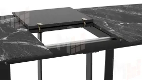 Стол обеденный Орфей Черный муар, Стекло глянцевое черный мрамор