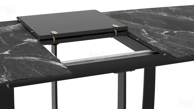 Стол обеденный Орфей Черный муар, Стекло глянцевое черный мрамор