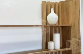 Стенка в гостиную Бери дуб крафт золотой/белое дерево