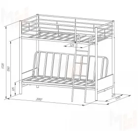 Двухъярусная кровать с диваном Мадлен-2