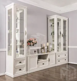 Гостиная Натали 1+тв+2 белый глянец