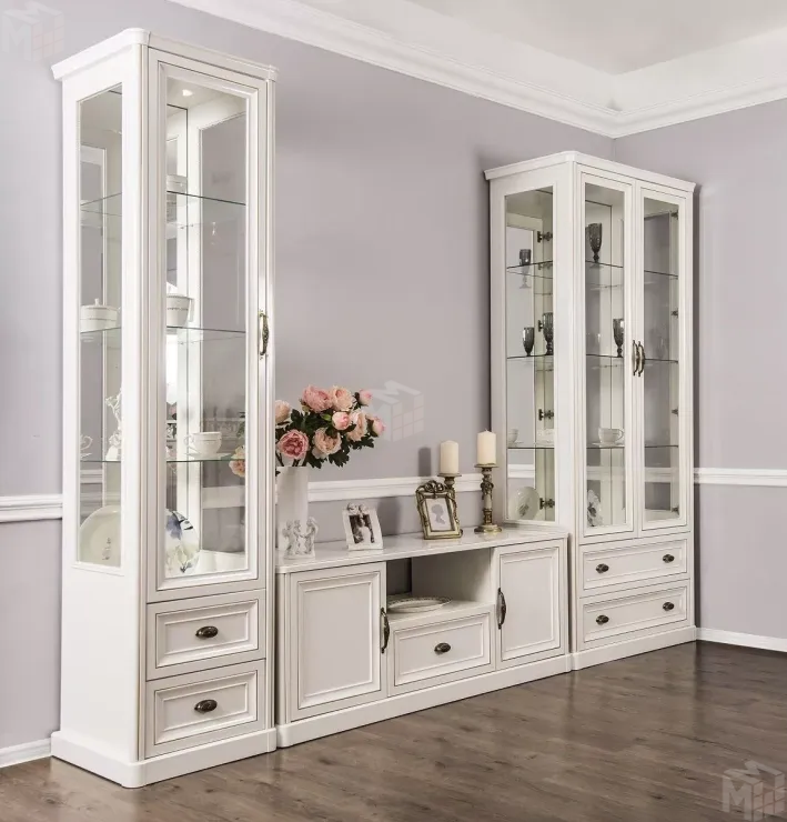 Гостиная Натали 1+тв+2 белый глянец