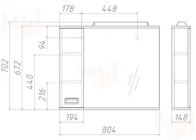 Шкаф-зеркало Cube 80 Эл. левый/правый Домино 