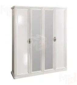 Шкаф Натали 4-дверный (2+2) с зеркалом белый глянец