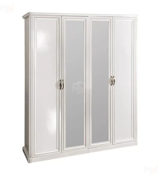 Шкаф Натали 4-дверный (2+2) с зеркалом белый глянец