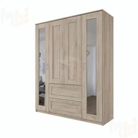 Шкаф Сириус 4 двери 1 ящик (2 зеркала) сонома