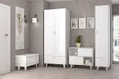 Модульная прихожая Эго Бетон Светлый/Белый Глянец Вариант 6