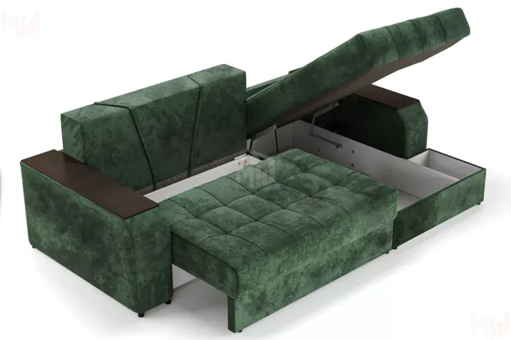 Угловой диван-кровать Лас-Вегас Зеленый правый 