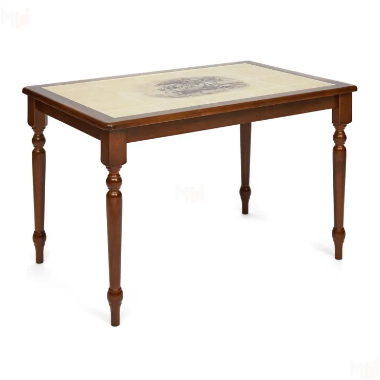 Стол обеденный CT 3045P с плиткой дерево гевея/плитка, Тёмный Дуб, рисунок-Дерево (4992)