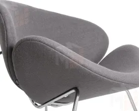 Кресло дизайнерское DOBRIN EMILY (серая ткань AF7, хромированная сталь)