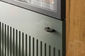 Пенал со стеклом  Милан Дуб Золотой/Олива Софт