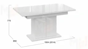 Стол раздвижной Детройт Тип 2 Белый, Стекло Белый глянец