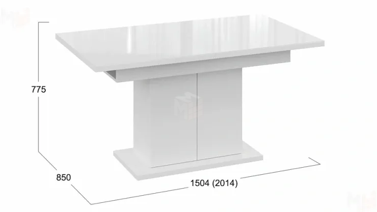 Стол раздвижной Детройт Тип 2 Белый, Стекло Белый глянец