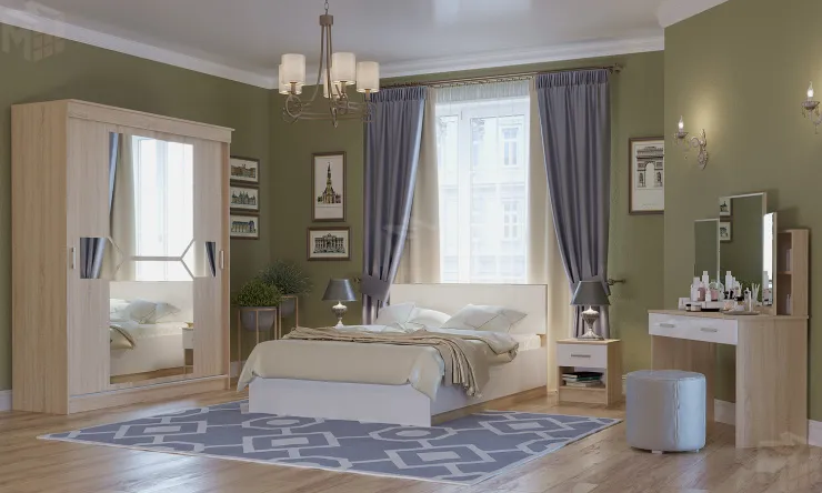 Спальня БЕАТРИС Дуб Сонома - Белый глянец №5