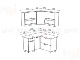 Кухня угловая Техно New 1,4*1,4 горчица софт/атлантик софт