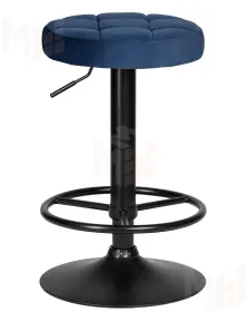 Табурет барный DOBRIN BRUNO BLACK (синий велюр (MJ9-117))