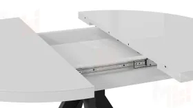 Стол обеденный раздвижной Стокгольм Тип 1  Черный муар, Стекло глянцевое белое