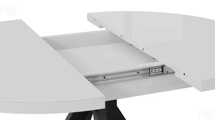 Стол обеденный раздвижной Стокгольм Тип 1  Черный муар, Стекло глянцевое белое