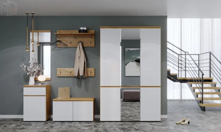 Прихожая ГРЕТТА   Дуб Крафт золотой - Белый №8