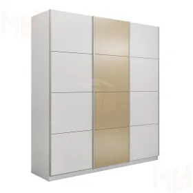 Шкаф-купе широкий Прайм 3-х дверный ЛДСП, Стекло фисташка 240 см