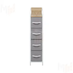 Комод Leset Ноа 4 ящ. узкий (Белый/Светло-серый/Клён)