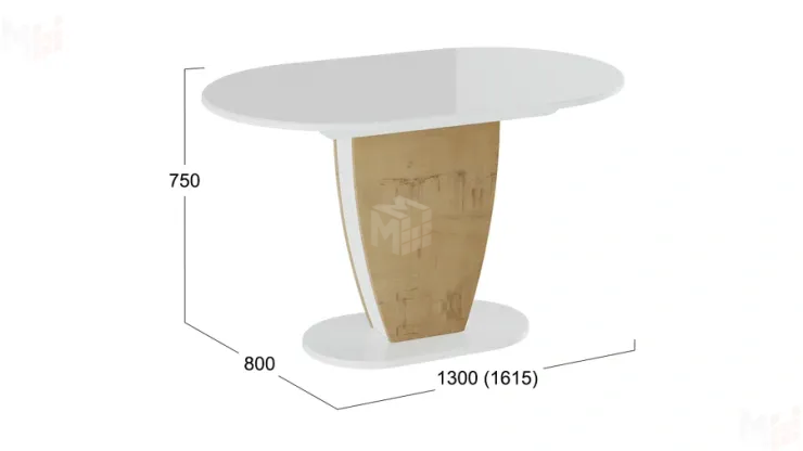 Стол обеденный Монреаль Тип 1 Белый глянец, Бунратти
