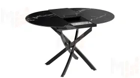 Стол обеденный раздвижной Бергамо Тип 1  Черный муар, Стекло матовое черный мрамор