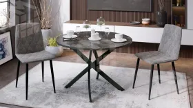 Стол обеденный Diamond Тип 2 - КМ+02.68.000.167 Черный муар, Ателье темный глянец