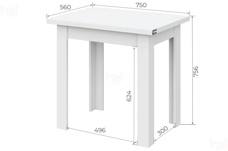 Стол обеденный СО 3 (Раскладной) Белый