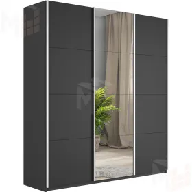 Шкаф-купе  широкий Прайм 3-х дверный ЛДСП, Зеркало 240 см