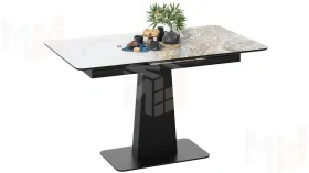 Стол обеденный Бридж Черный муар, Стекло глянцевое оникс