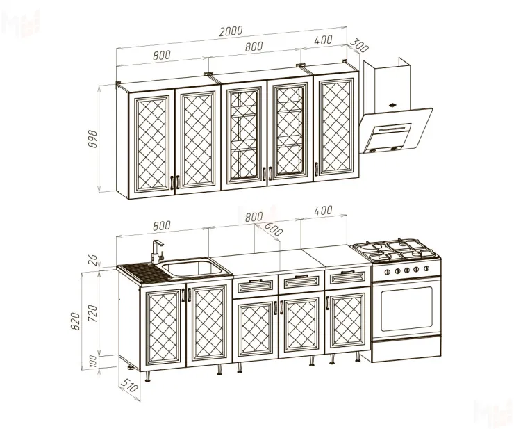 Кухня Ирина 2,0/900 белая