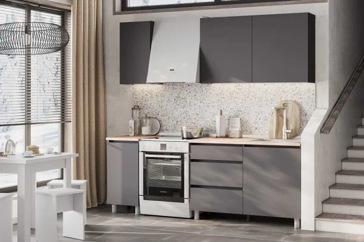 Кухонный гарнитур Денвер 1,6 м графит серый/дуб сонома