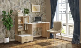 Компьютерный стол ПКС-10 Дуб Сонома - Белый глянец