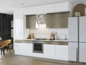 Кухонный гарнитур Оливия 3,0 (белый глянец/голден пэлас)