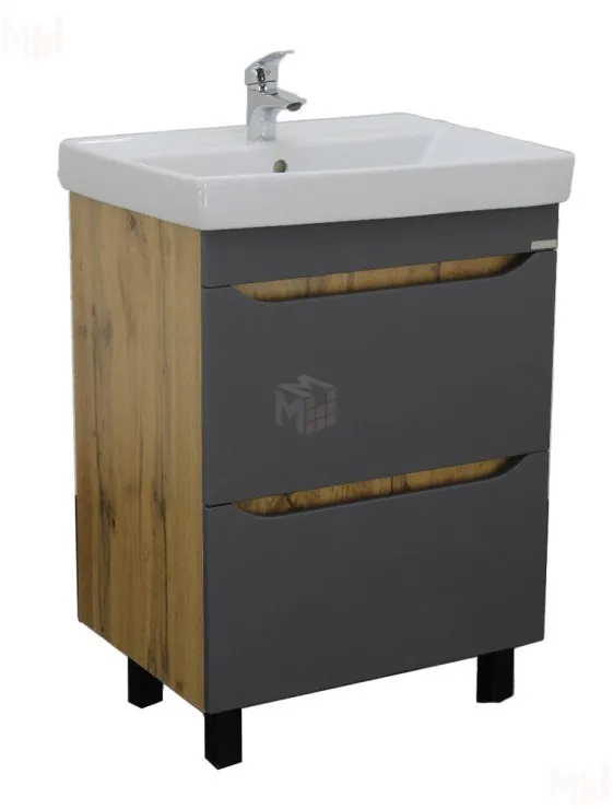 Тумба под умывальник "Енисей 60" Bruno с двумя ящиками Домино