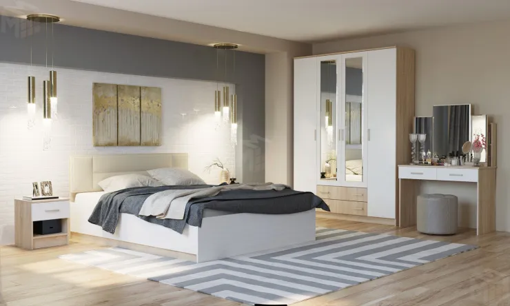 Спальня БЕАТРИС Дуб Сонома - Белый глянец №3